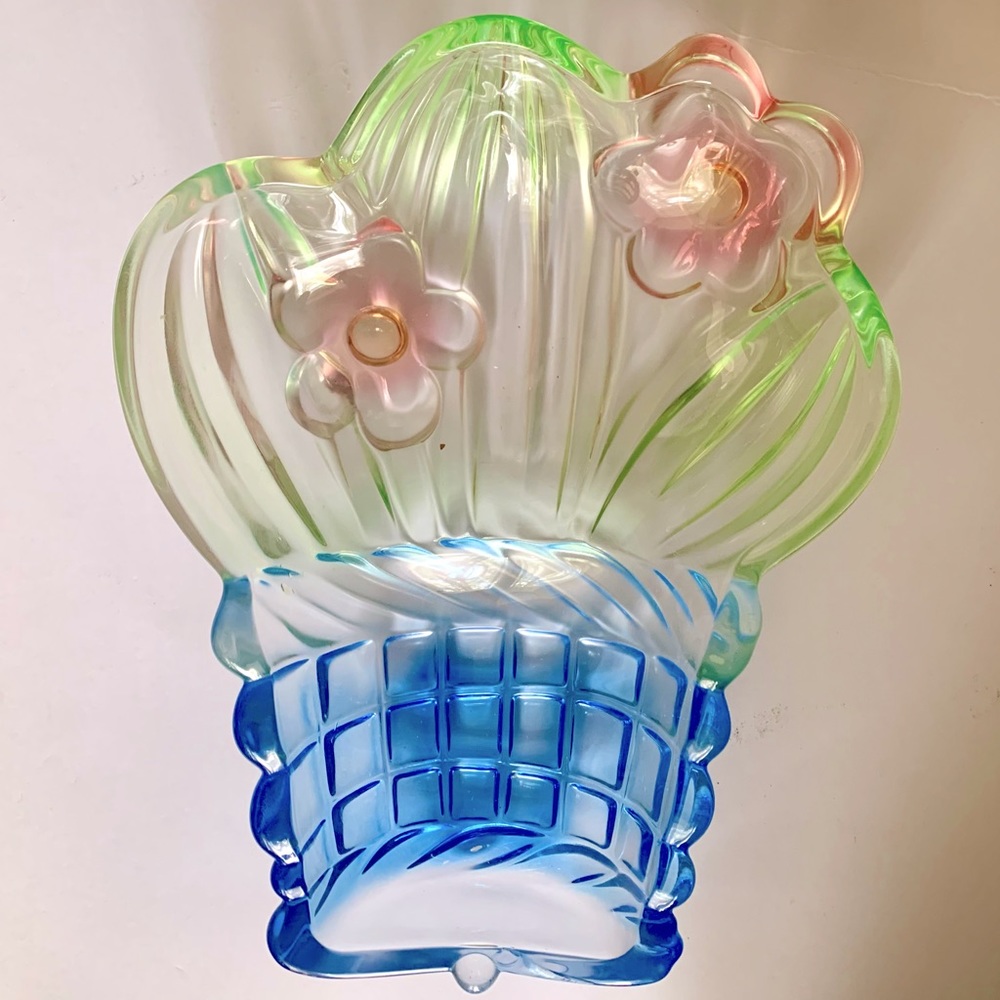 Vintage Colored Crystal Flower Vase Shaped Decorative Candy Dish